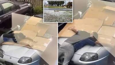 Видео: владелец Toyota Supra защитил собой автомобиль от града - autonews.autoua.net