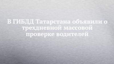 В ГИБДД Татарстана объявили о трехдневной массовой проверке водителей - chelny-izvest.ru - республика Татарстан