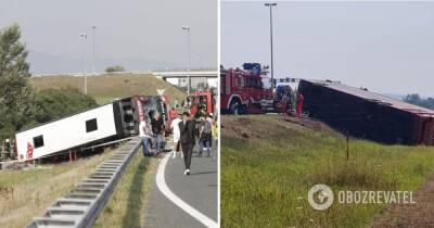 В Хорватии перевернулся автобус: погибли 10 человек и 44 пострадали. Фото - obozrevatel.com - Германия - Хорватия - Косово - Славонский Брод
