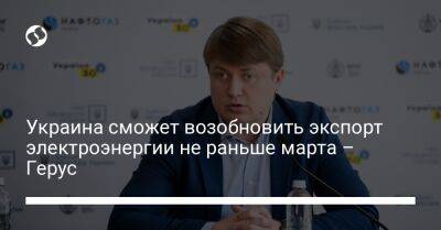 Андрей Герус - Украина сможет возобновить экспорт электроэнергии не раньше марта – Герус - biz.liga.net - Украина