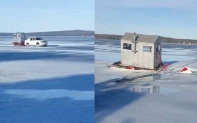 Завораживающее зрелище: Cadillac медленно уходит под лед (видео) - zr.ru - штат Мичиган
