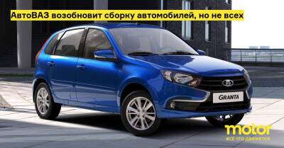 АвтоВАЗ возобновит сборку автомобилей, но не всех - motor.ru - Тольятти - Ижевск