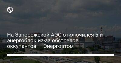 На Запорожской АЭС отключился 5-й энергоблок из-за обстрелов оккупантов — Энергоатом - biz.liga.net - Украина
