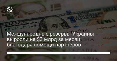 Международные резервы Украины выросли на $3 млрд за месяц благодаря помощи партнеров - biz.liga.net - Украина - Канада - Сша - Италия