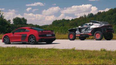 Новый Audi R8 и раллийный Audi RS Q e-tron сошлись в дрэге - autocentre.ua