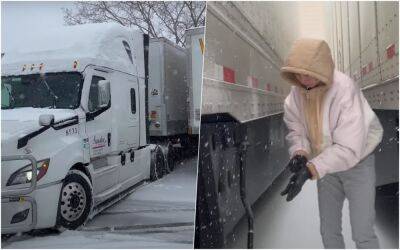 Девушка-дальнобойщик попала в снежную бурю (видео) - zr.ru - Сша - Казахстан - штат Миннесота