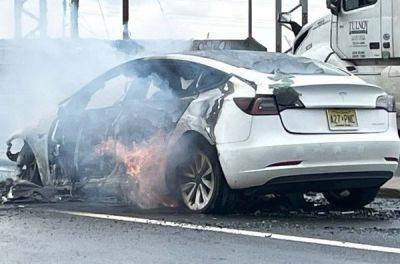 Новий електромобіль Tesla Model 3 спалахнув прямо на трасі - news.infocar.ua - Сша