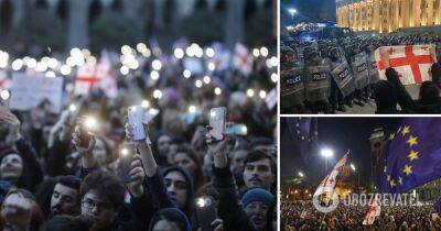 Протесты в Грузии 8 марта – протестующие требуют отозвать закон об иноагентах и освободить всех задержанных – видео - obozrevatel.com - Грузия
