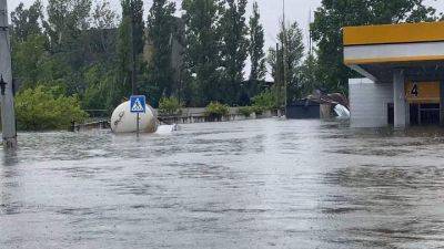 Вблизи затопленных АЗС в Херсоне заметили нефтяные пятна - auto.24tv.ua - Херсон