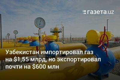 Узбекистан импортировал газ на $1,55 млрд, но экспортировал почти на $600 млн - gazeta.uz - Китай - Узбекистан - Киргизия - Таджикистан