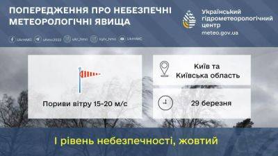 В Киеве и области 29 марта ожидается сильный ветер - autocentre.ua - Киев - Киевская обл.