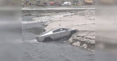 Илон Маск - Tesla Cybertruck позорно застрял, пытаясь пересечь неглубокую реку (видео) - focus.ua - Украина - штат Калифорния