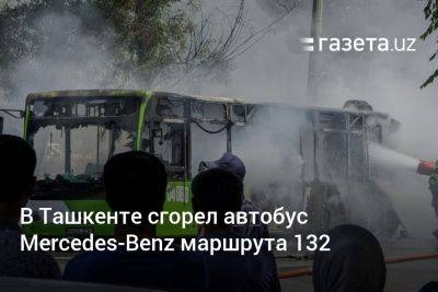 В Ташкенте сгорел автобус Mercedes-Benz маршрута 132 - gazeta.uz - Узбекистан - Ташкент - Mercedes-Benz